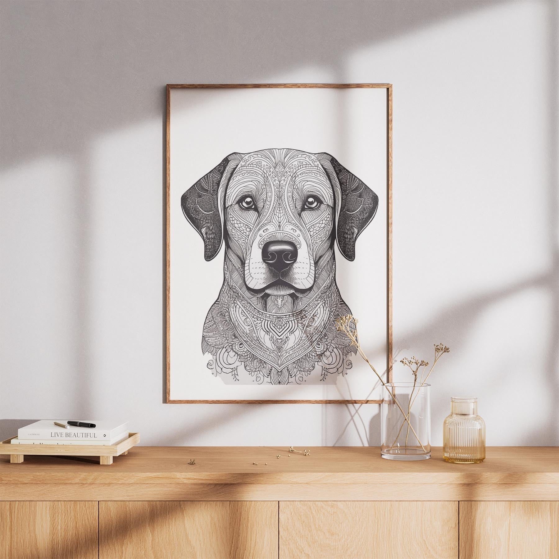 Labrador Retriever Mandala Black and White Dog Series image 8