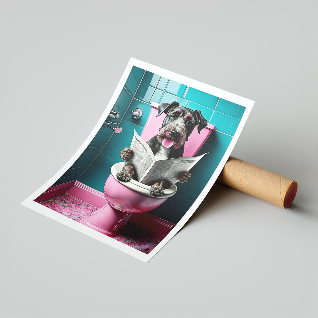 Airedale Toilet Dogs PInk and Turquise image 6