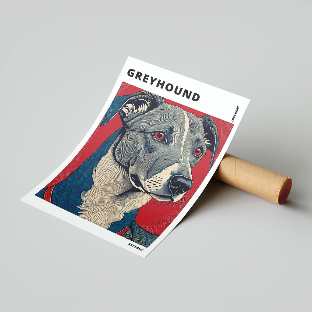 Greyhound Hokusai Japanese Inspired Dog Series with Text image 6