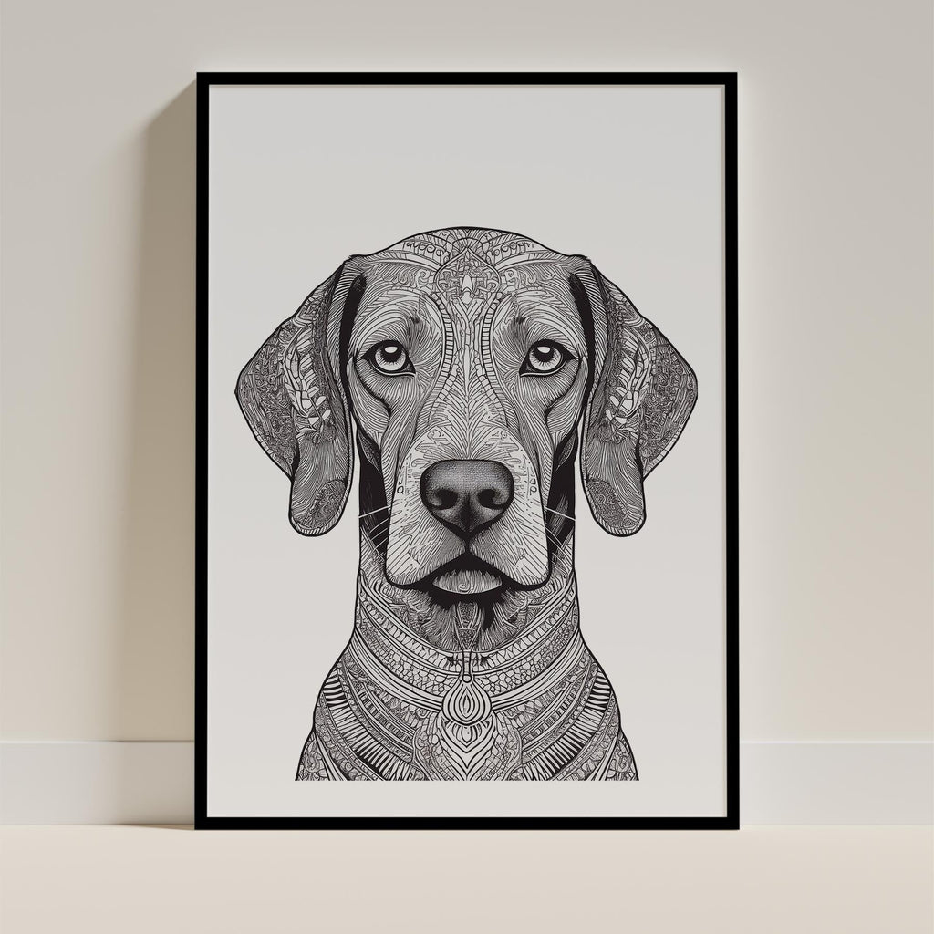 Hungarian Vizsla Mandala Black and White Dog Series image 0