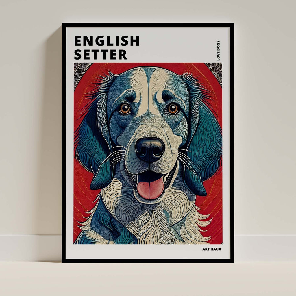 English Setter Hokusai Japanese Inspired Dog Series with Text image 0