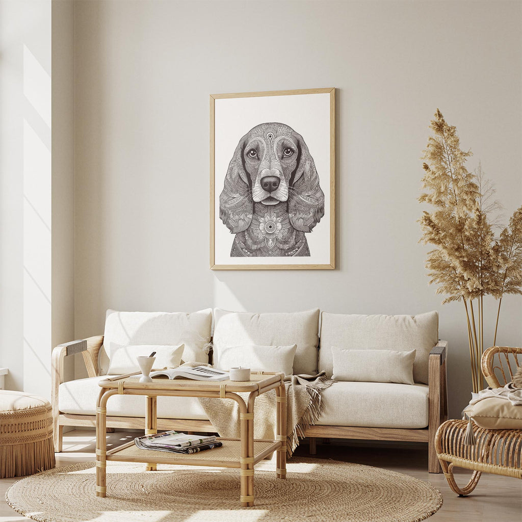 Cocker Spaniel Mandala Black and White Dog Series image 2