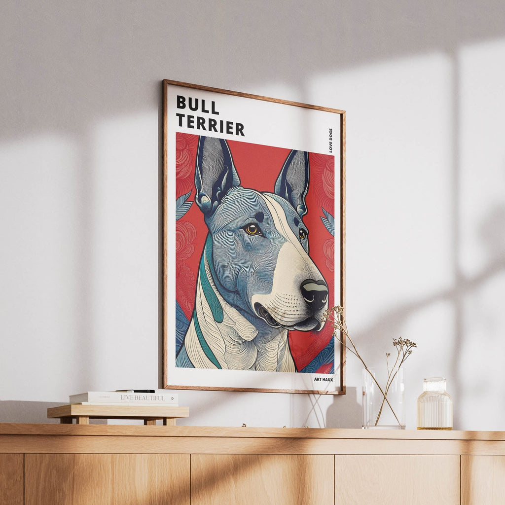 Bull Terrier Hokusai Japanese Inspired Dog Series with Text image 5