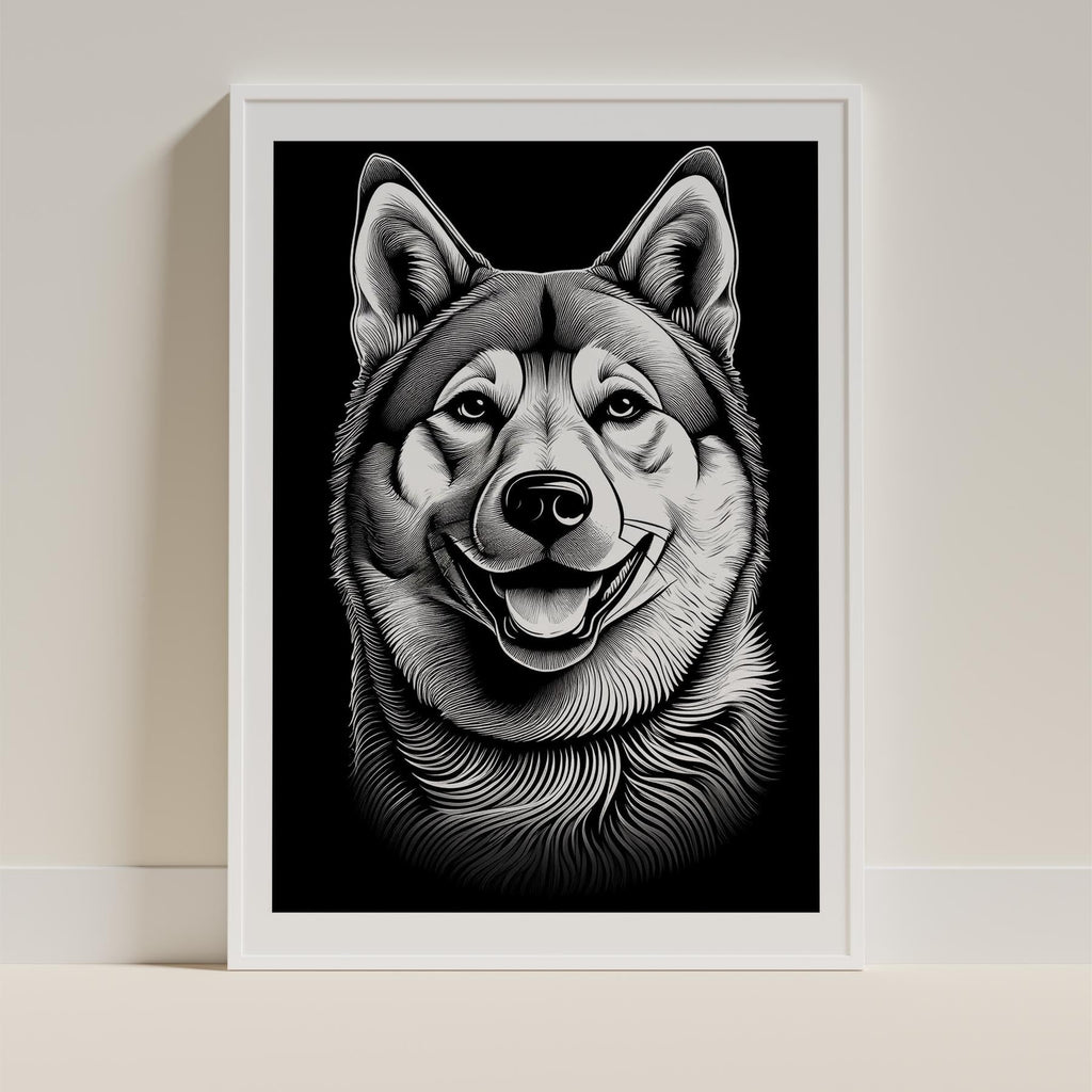 Akita Inu Line Dog Series in Black and White image 9