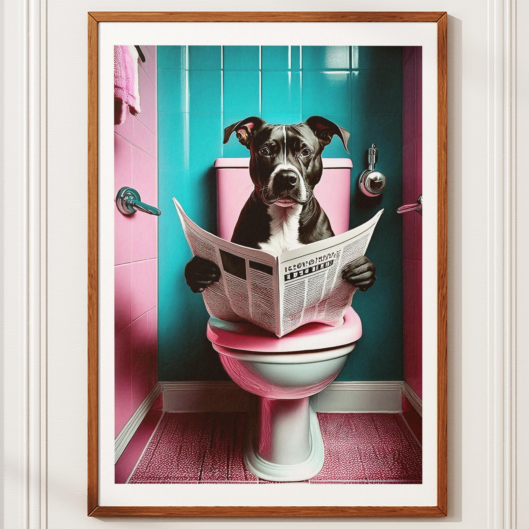 Staffordshire Bull Terrier Toilet Dogs PInk and Turquise image 10