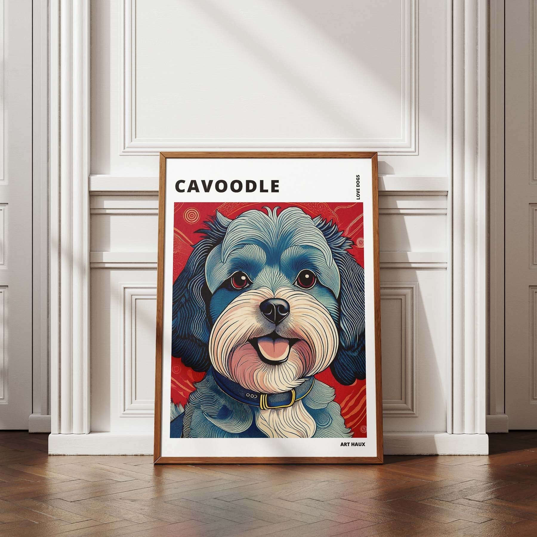 Cavoodle Hokusai Japanese Inspired Dog Series with Text image 4