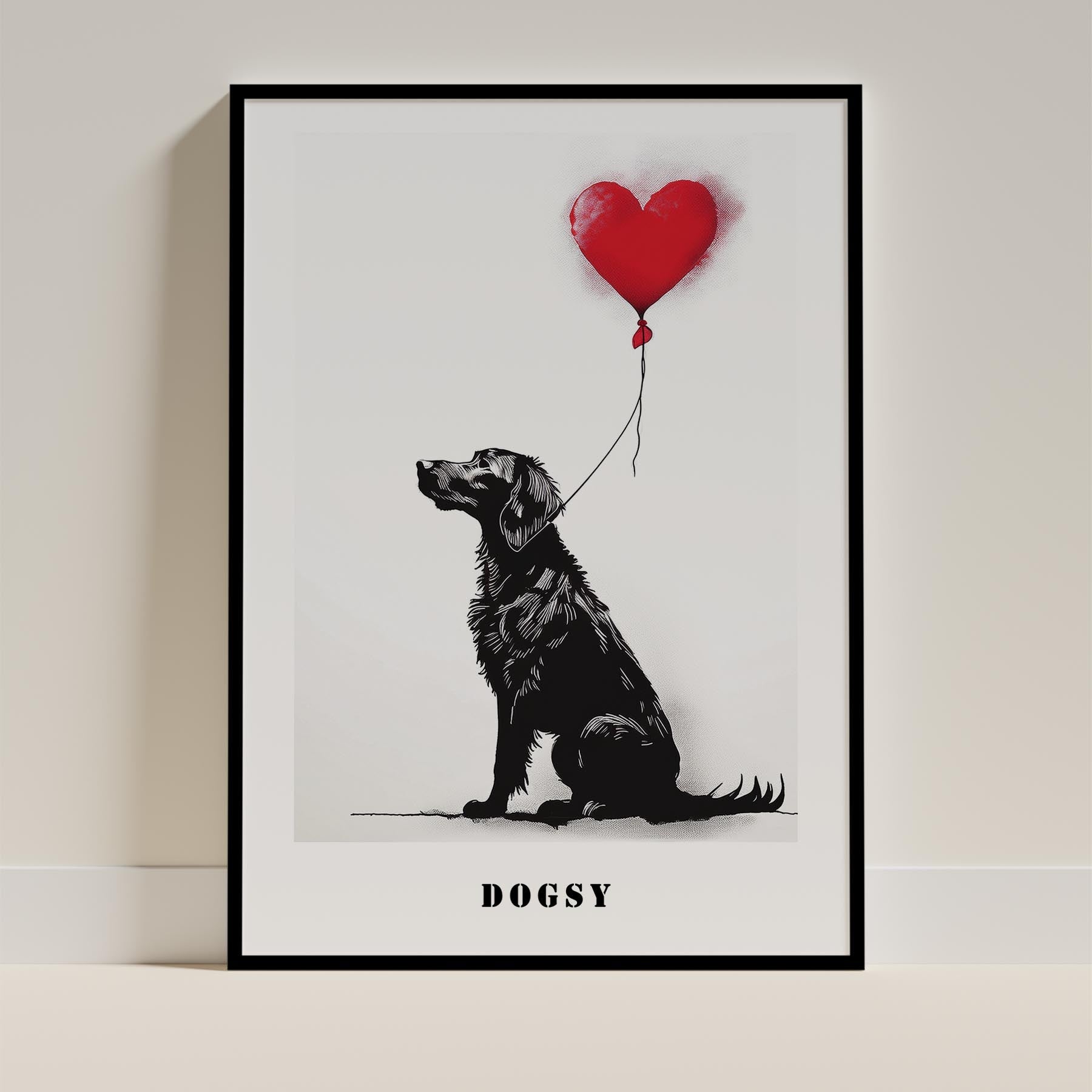 Curly Coated Retriever DOGSY Series inspired by the Art of Banksy with text Dogs image 0
