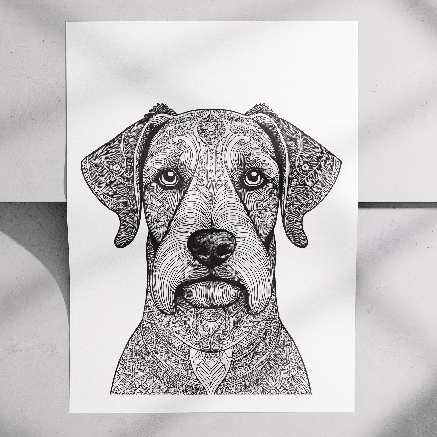 Black Russian Terrier Mandala Black and White Dog Series image 7