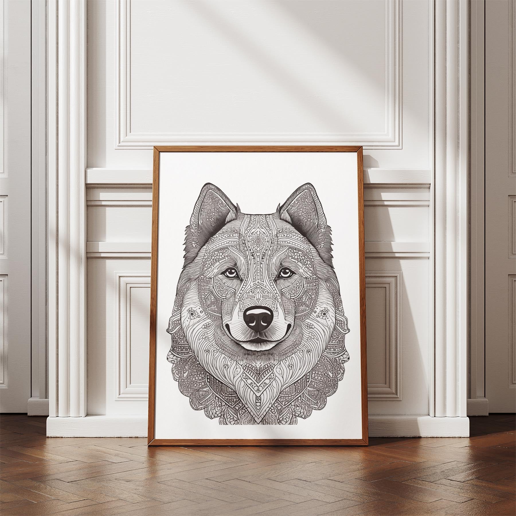 Samoyed Mandala Black and White Dog Series image 4