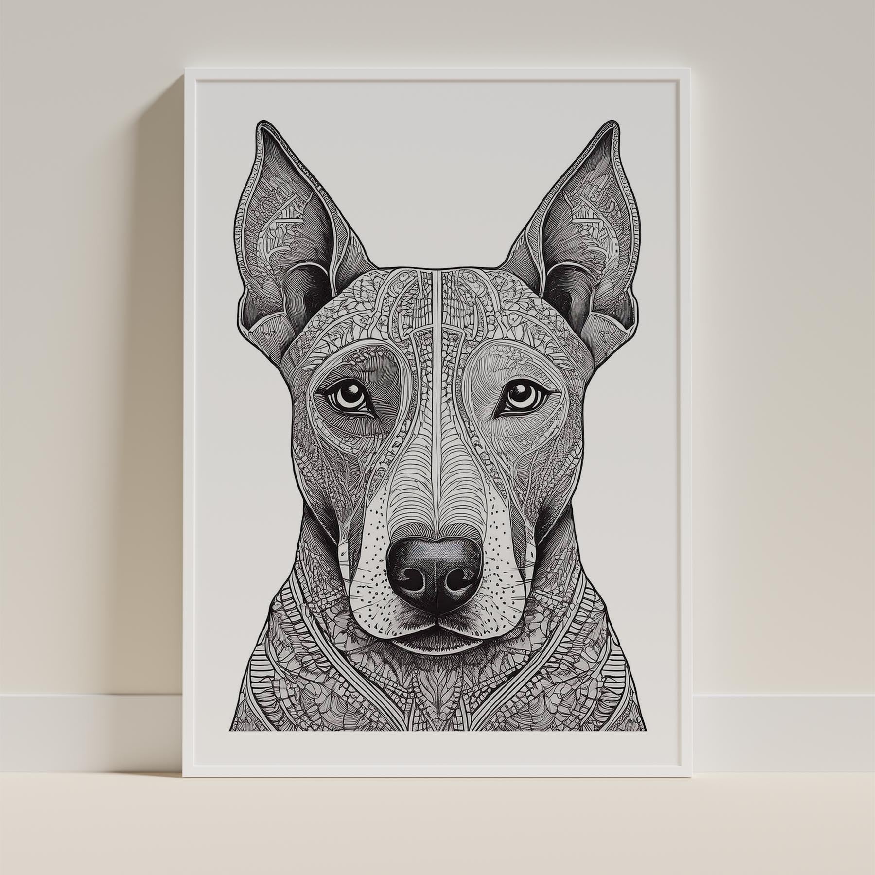 Bull Terrier Mandala Black and White Dog Series image 8