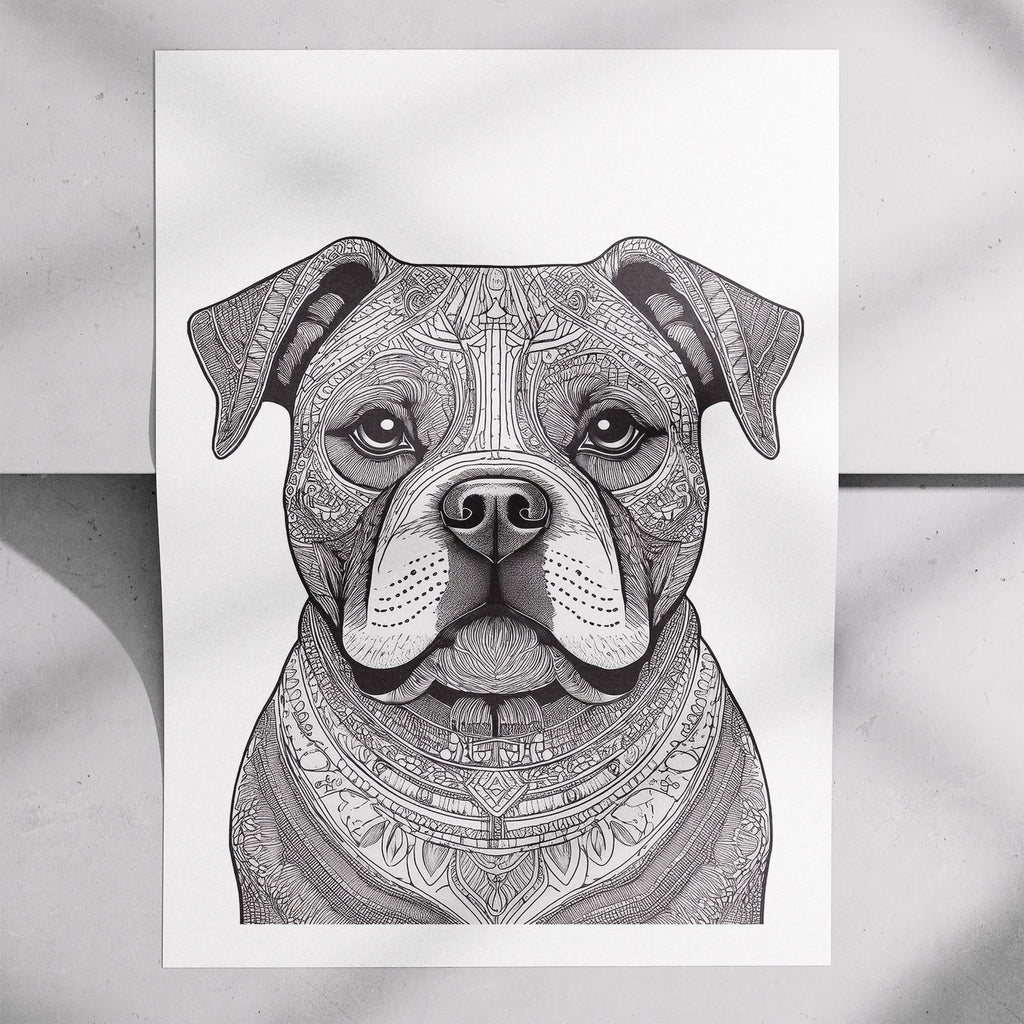 Bulldog Mandala Black and White Dog Series image 7