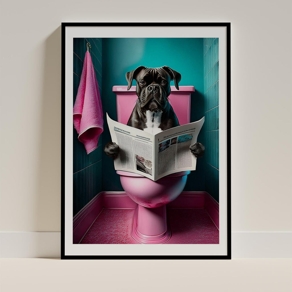 Boxer Toilet Dogs PInk and Turquise image 0