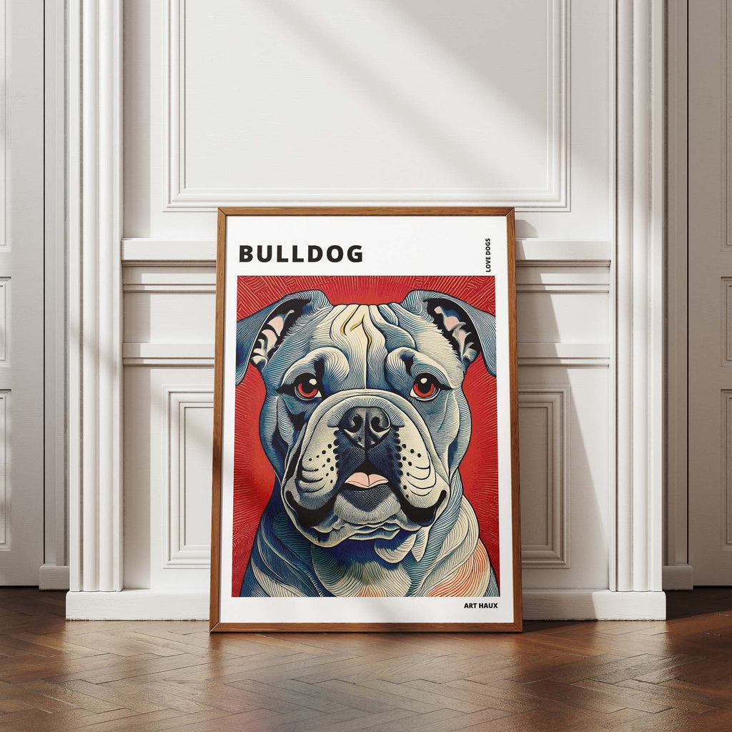 Bulldog Hokusai Japanese Inspired Dog Series with Text image 4