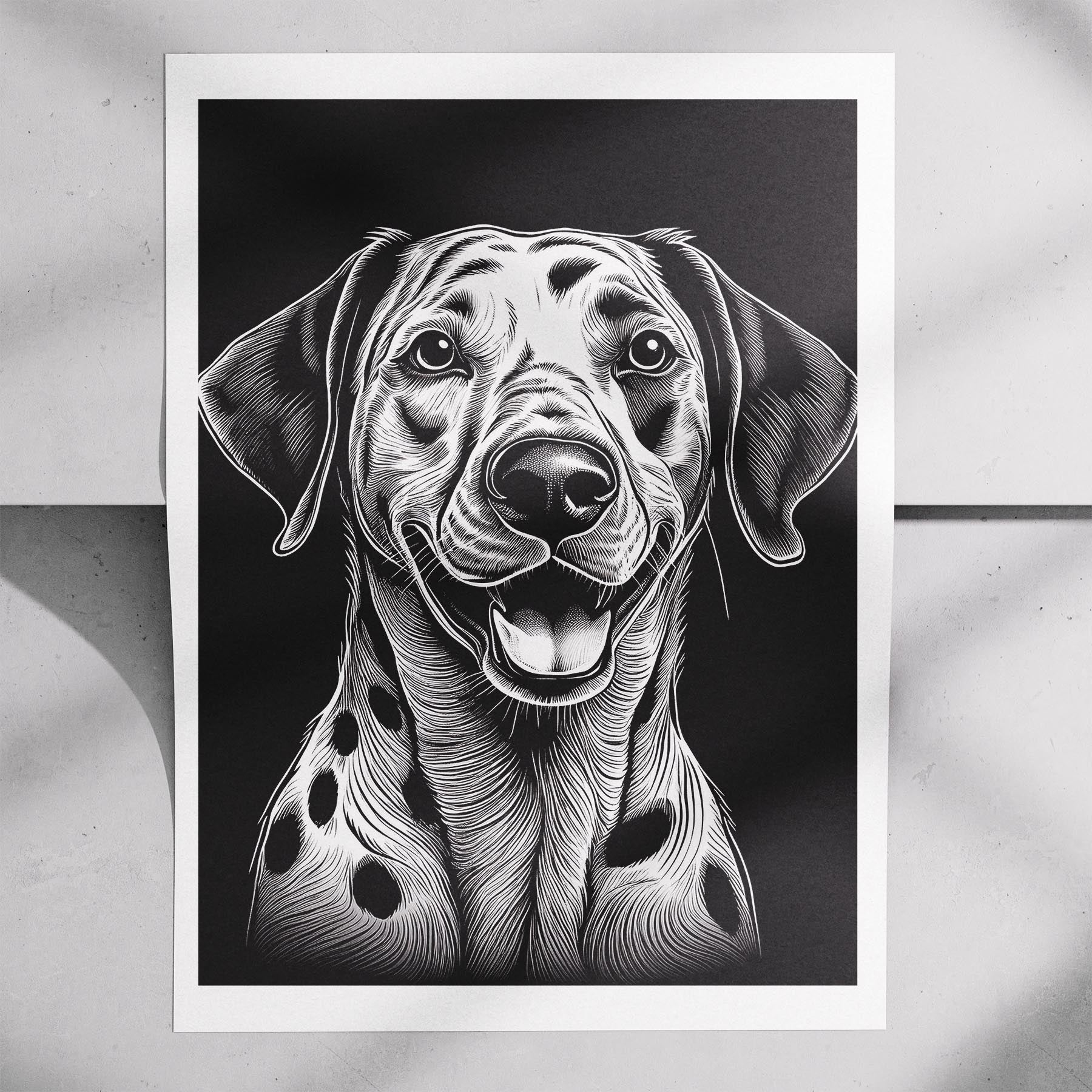 Dalmatian Line Dog Series in Black and White image 7
