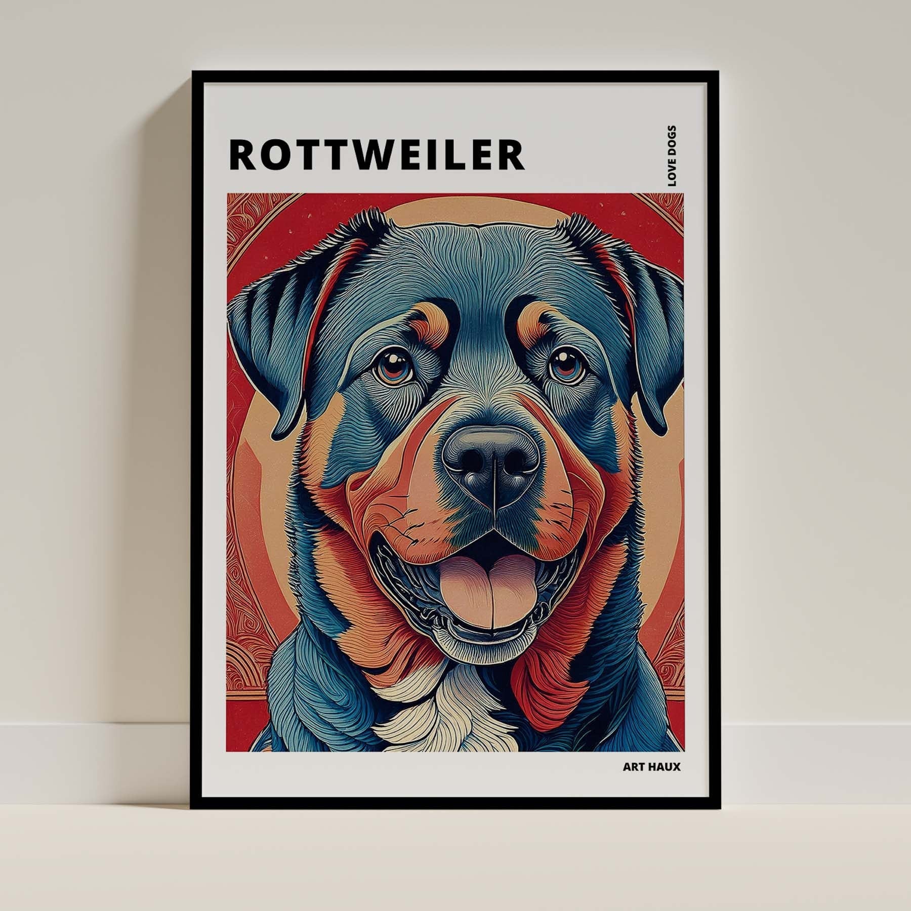 Rottweiler Hokusai Japanese Inspired Dog Series with Text image 0