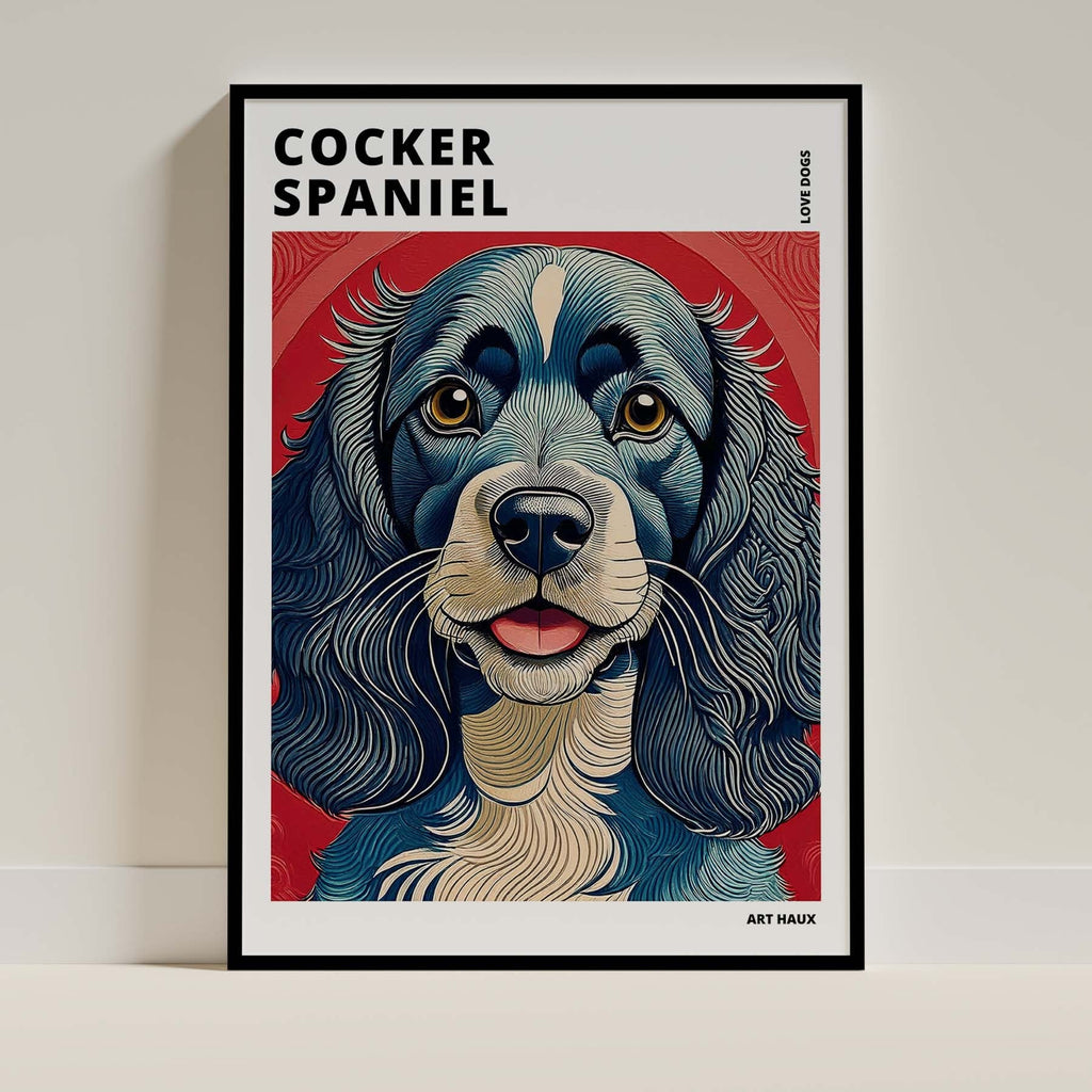 Cocker Spaniel Hokusai Japanese Inspired Dog Series with Text image 0