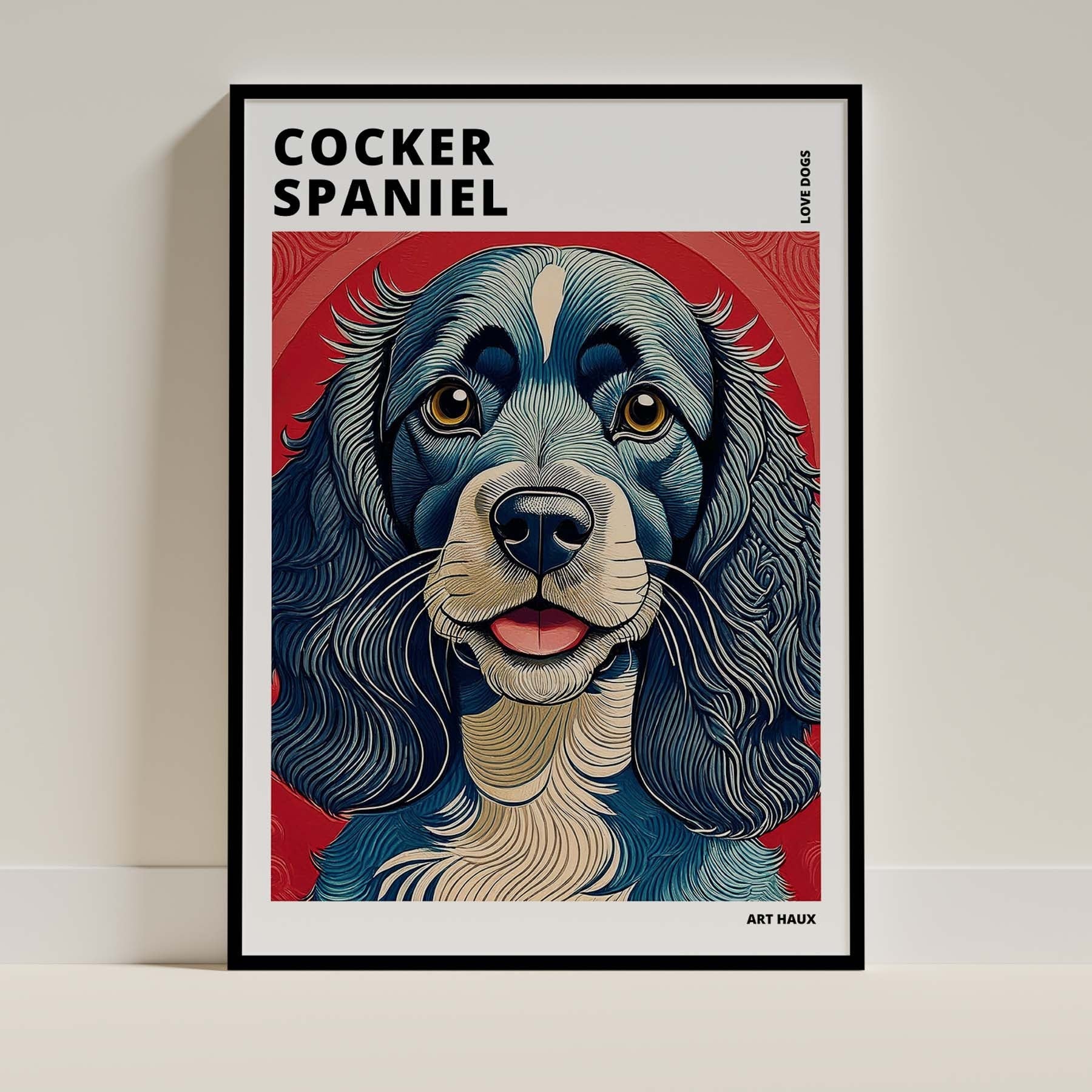 Cocker Spaniel Hokusai Japanese Inspired Dog Series with Text image 0