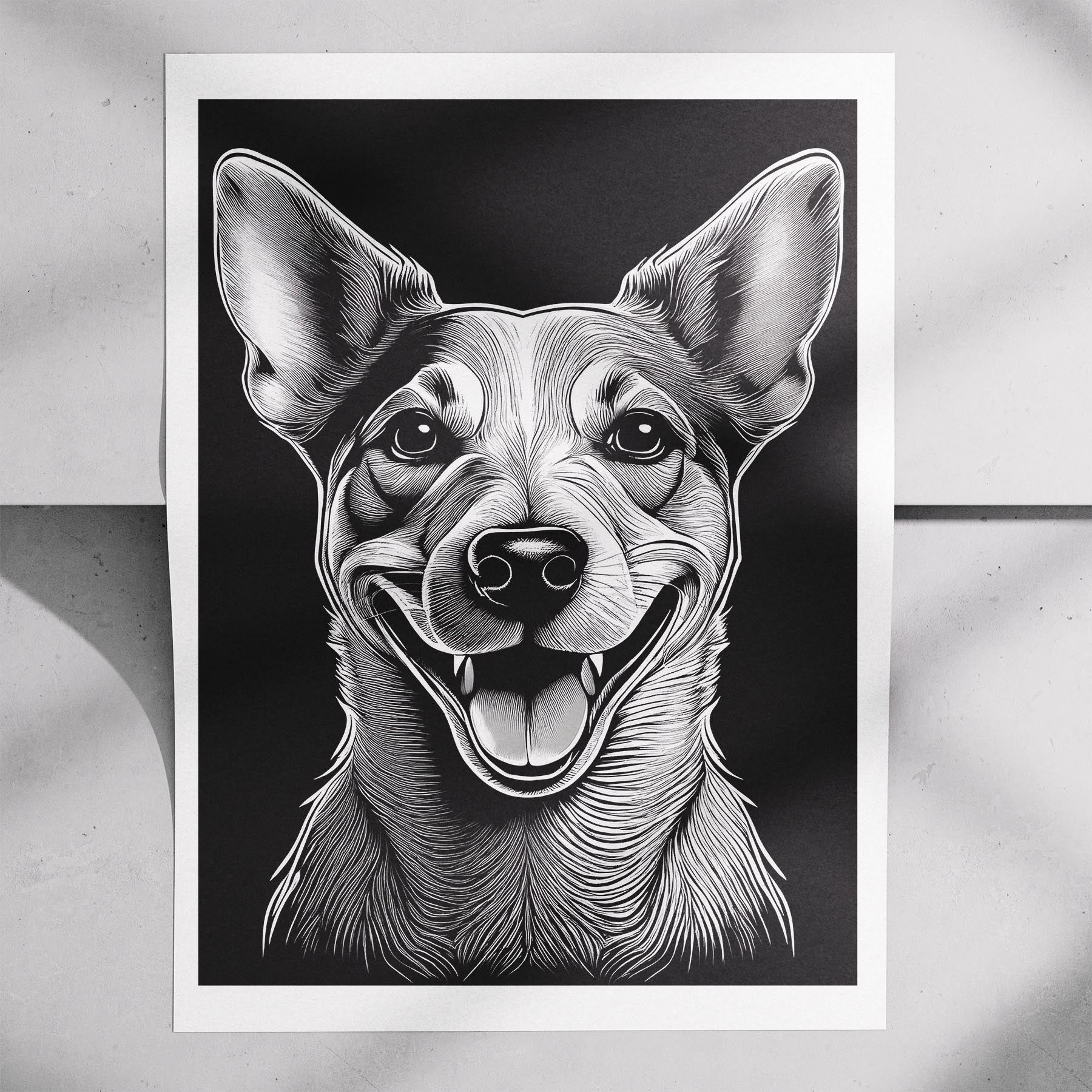 Jack Russell Line Dog Series in Black and White image 7