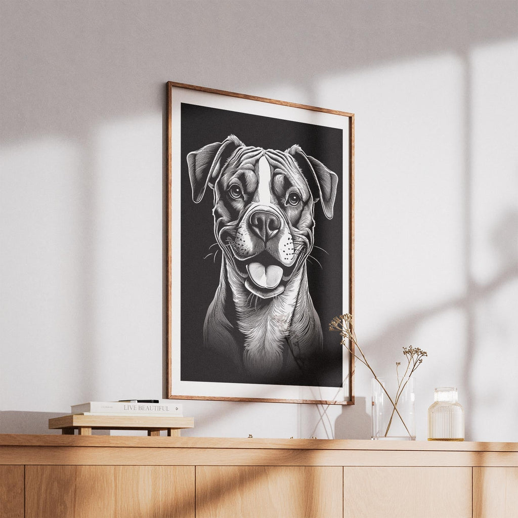 Boxer Line Dog Series in Black and White image 5