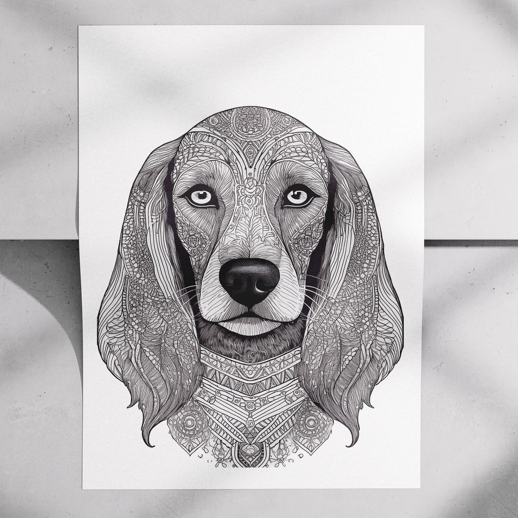 Afghan Mandala Black and White Dog Series image 7