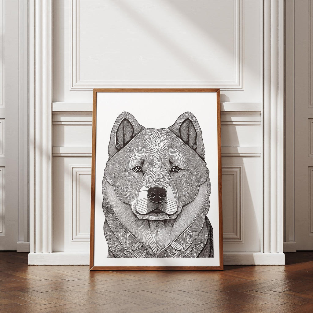 Chow Chow Mandala Black and White Dog Series image 4