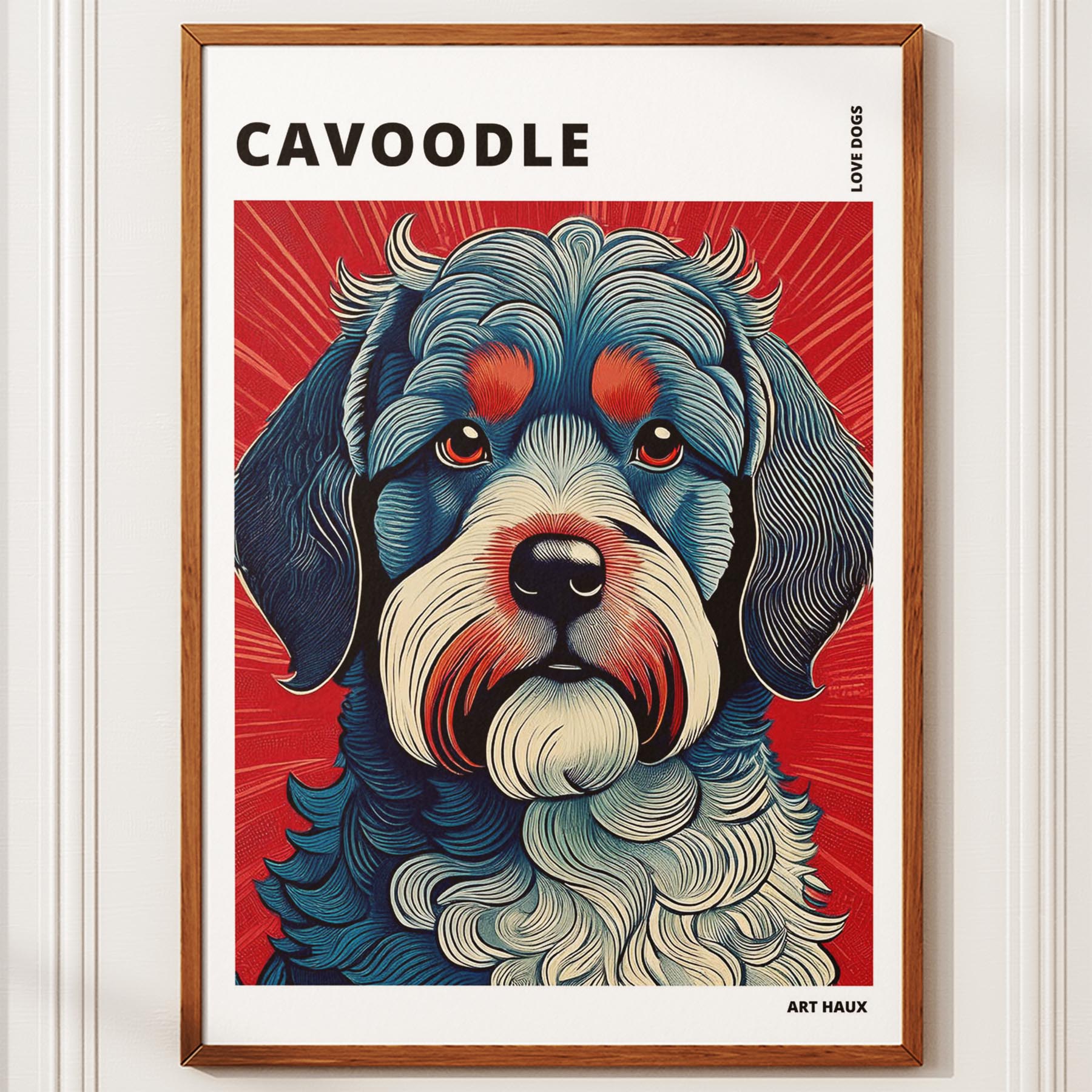 Cavoodle Hokusai Japanese Inspired Dog Series with Text image 9