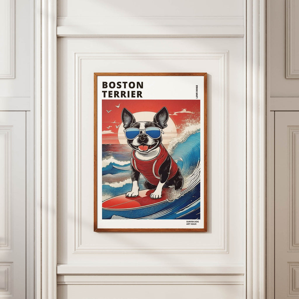 Boston Terrier Hokosai Surfer Dogs 2 image 2