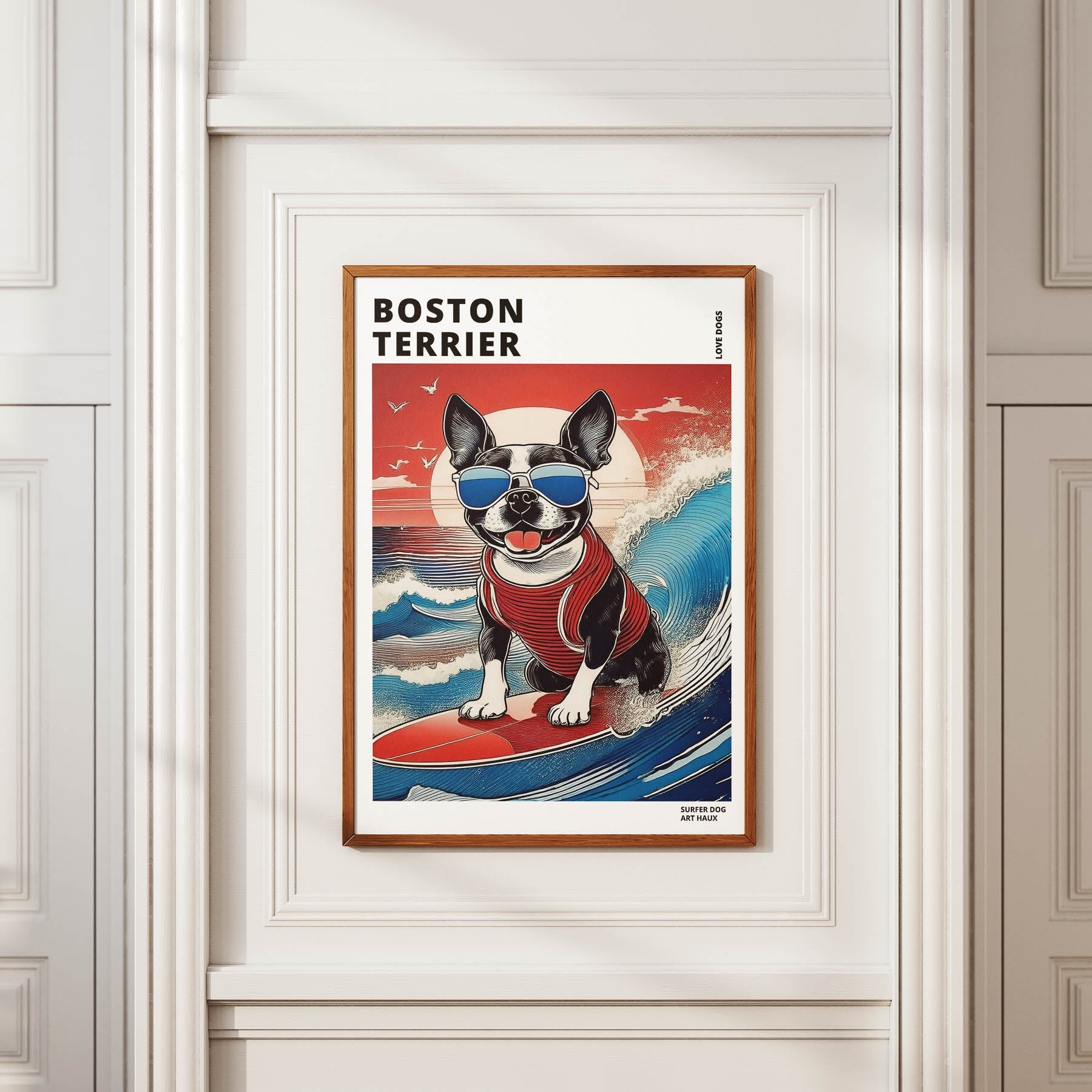 Boston Terrier Hokosai Surfer Dogs 2 image 2