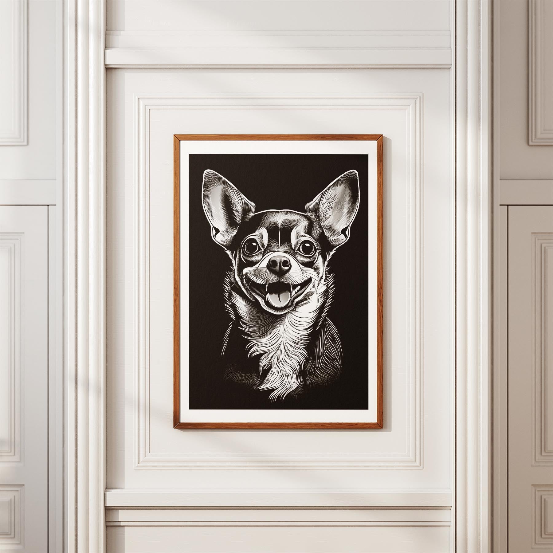 Chihuahua Line Dog Series in Black and White image 3