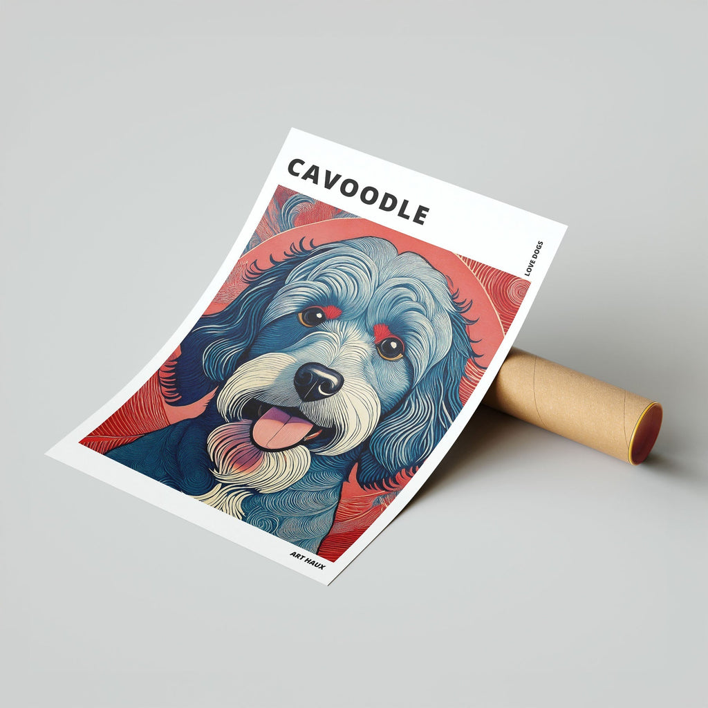 Cavoodle Hokusai Japanese Inspired Dog Series with Text image 6