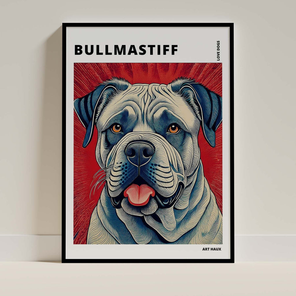 Bullmastiff Hokusai Japanese Inspired Dog Series with Text image 0