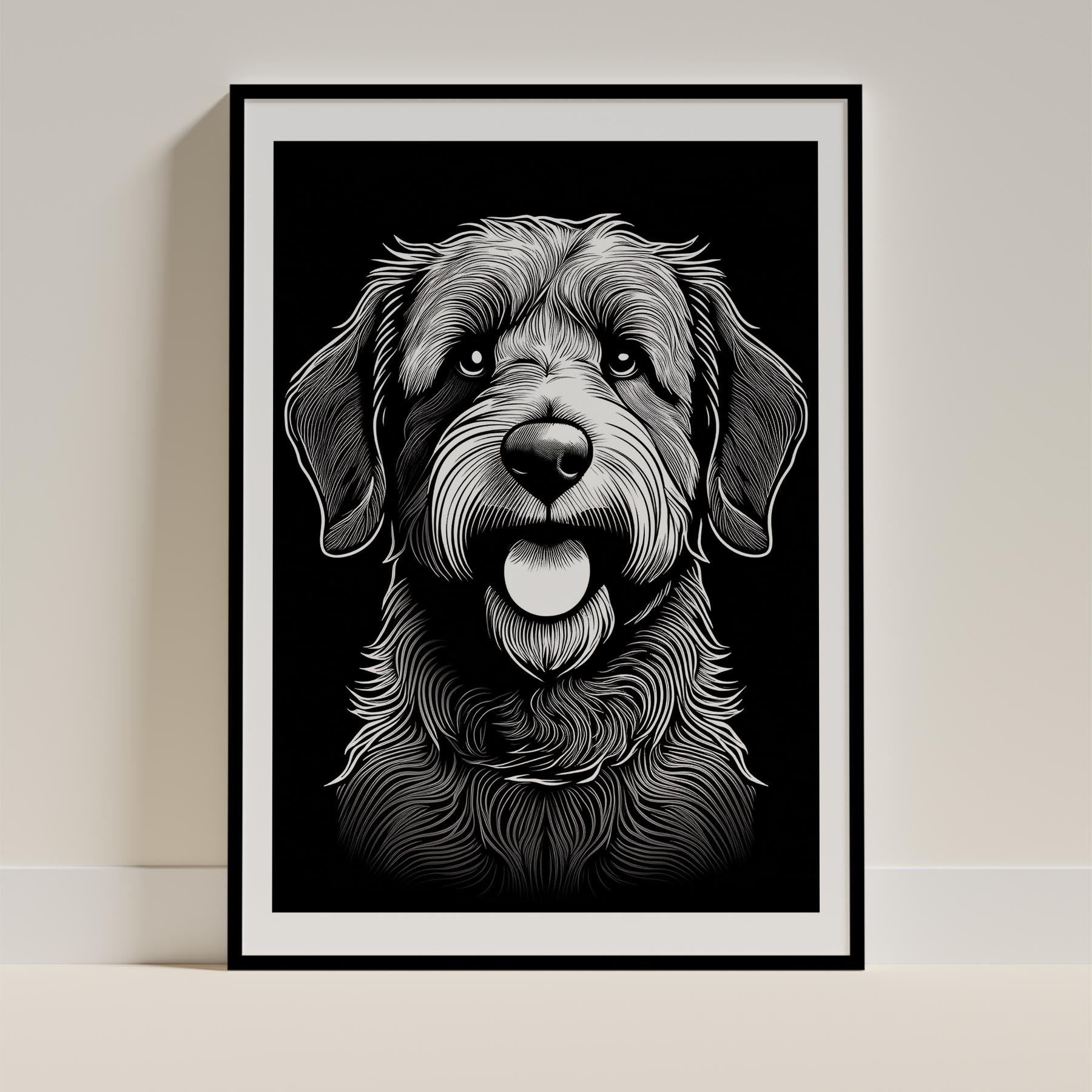 Spanish Water Dog Line Dog Series in Black and White image 0