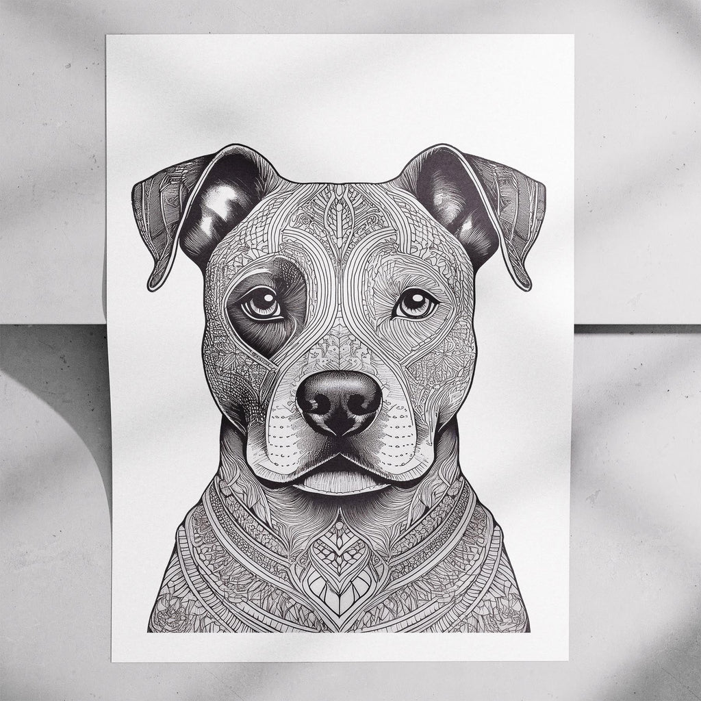 American Staffordshire Terrier Mandala Black and White Dog Series image 7