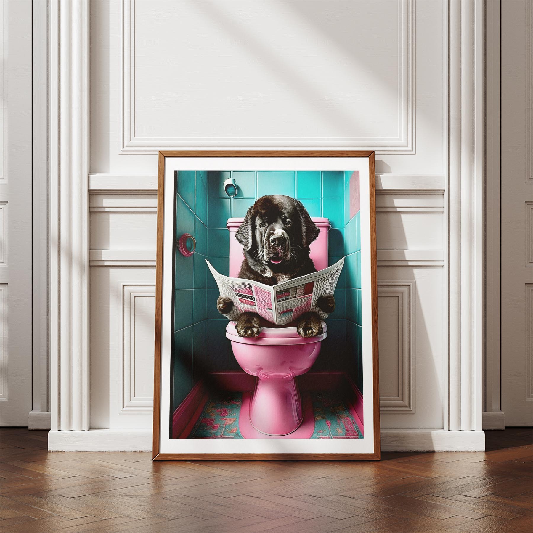 Newfoundland Toilet Dogs PInk and Turquise image 4
