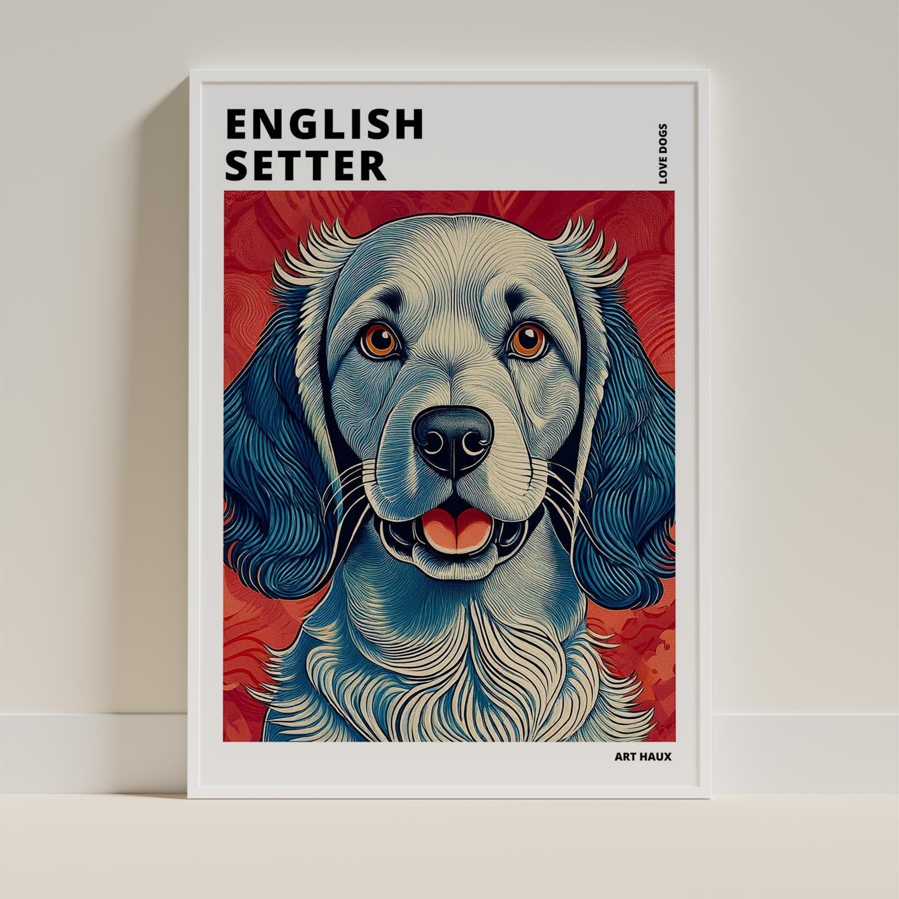 English Setter Hokusai Japanese Inspired Dog Series with Text image 8