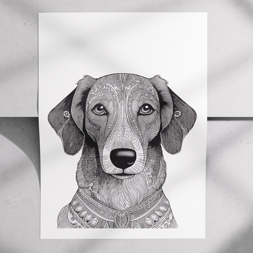 Borzoi Mandala Black and White Dog Series image 7