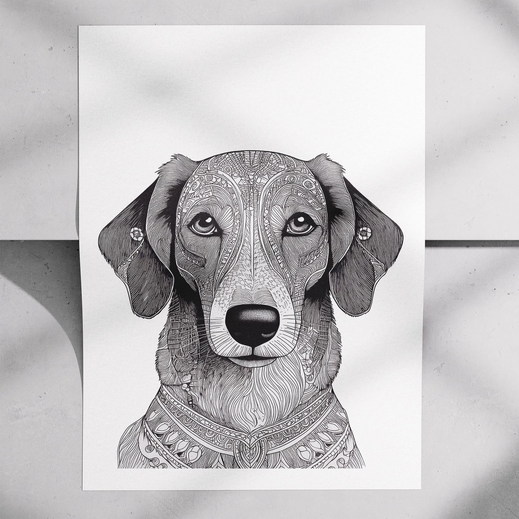 Borzoi Mandala Black and White Dog Series image 7