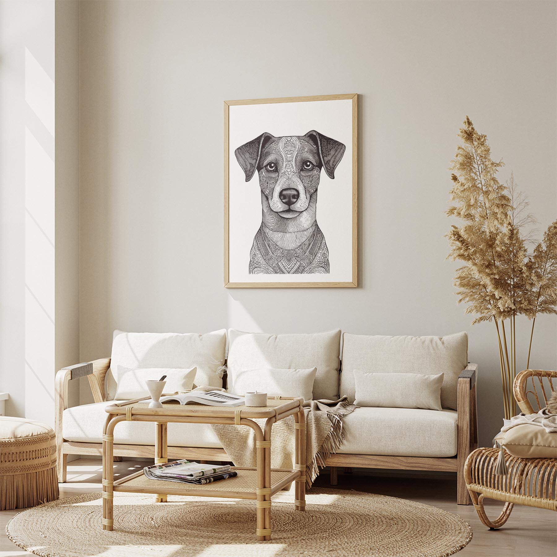 Jack Russell Mandala Black and White Dog Series image 2