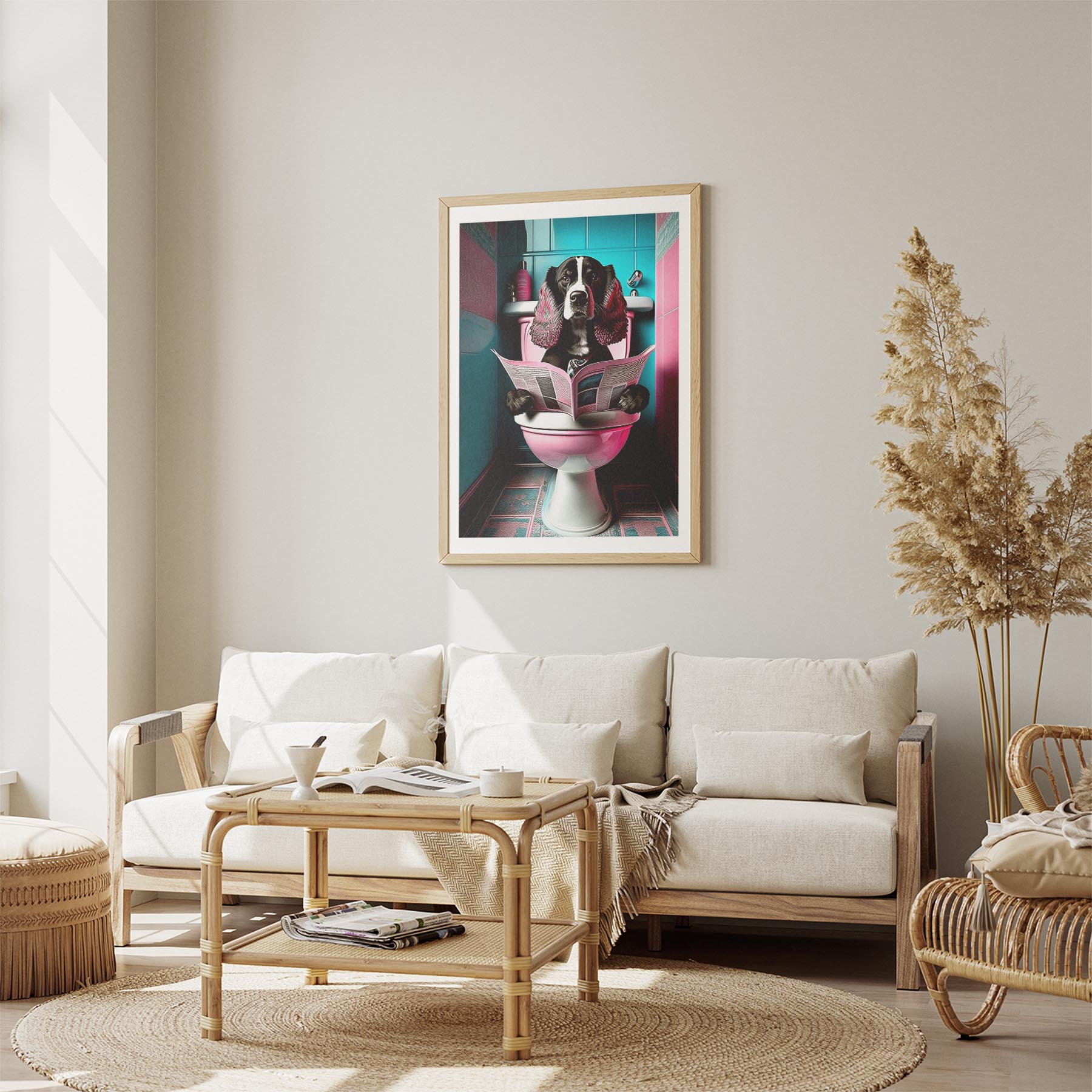 Cocker Spaniel Toilet Dogs PInk and Turquise image 2