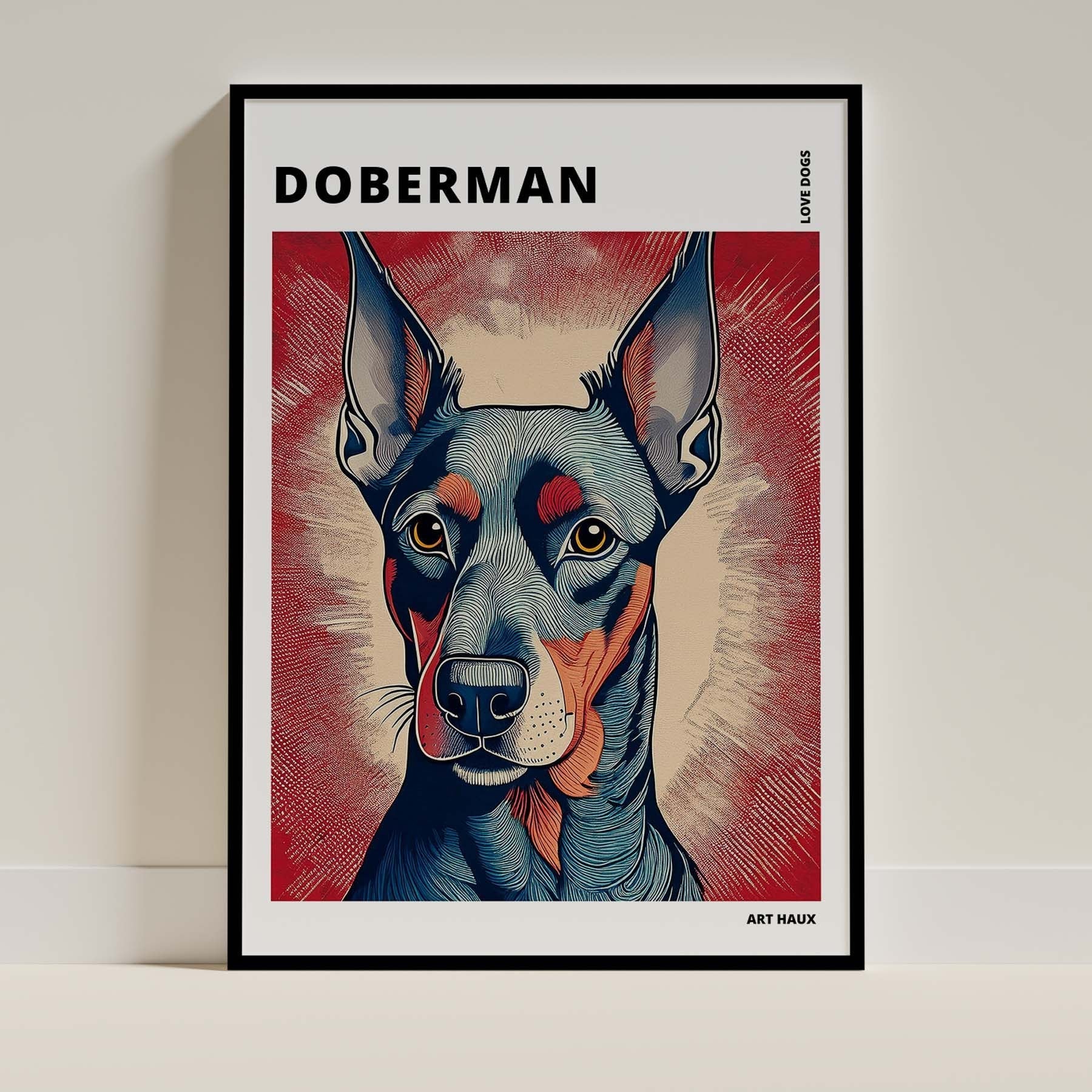 Doberman Hokusai Japanese Inspired Dog Series with Text image 0