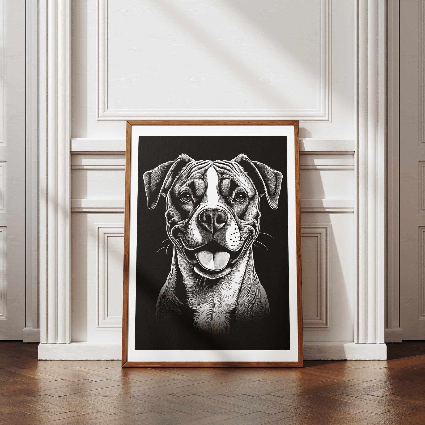 Boxer Line Dog Series in Black and White image 4