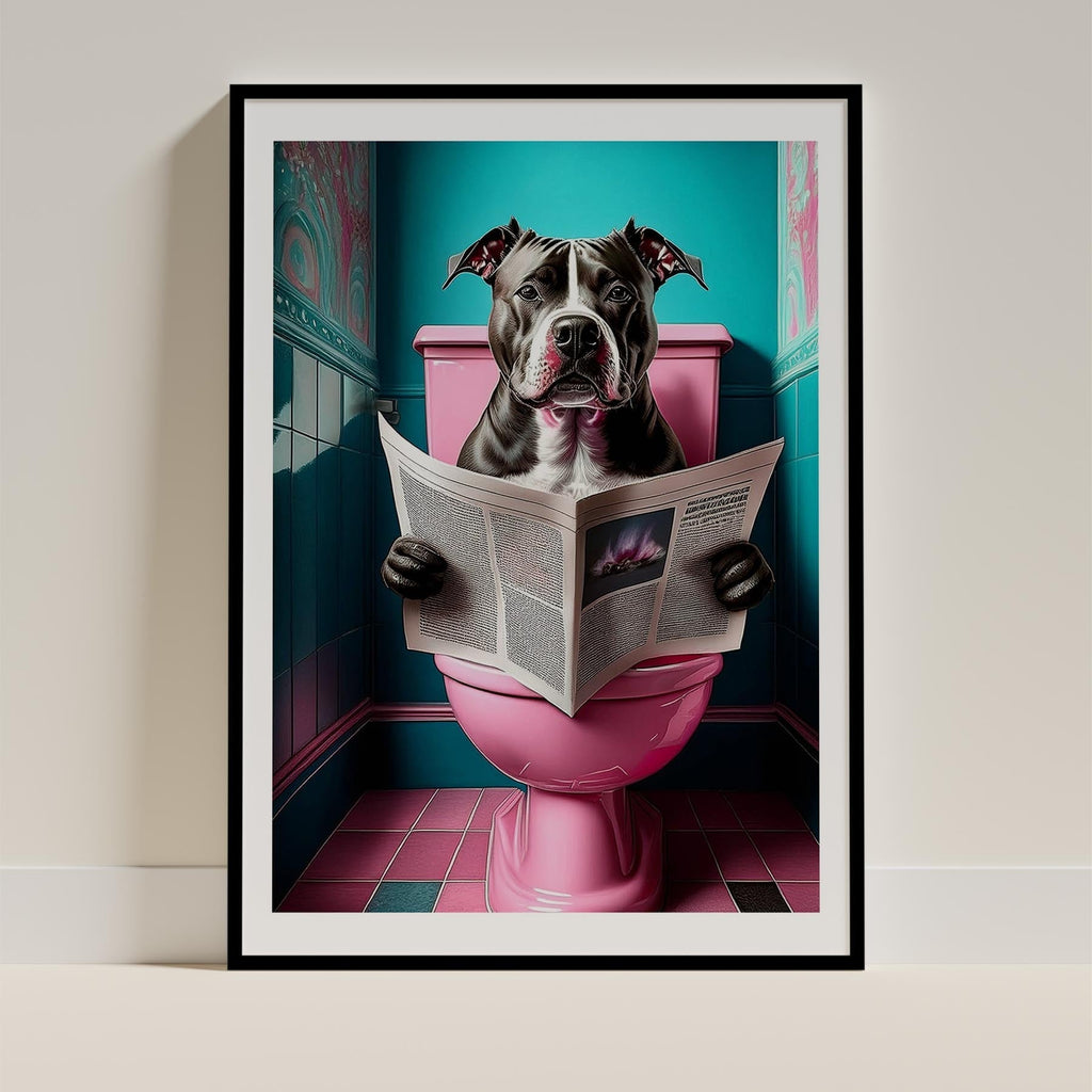 American Pitbull Terrier Toilet Dogs PInk and Turquise image 0