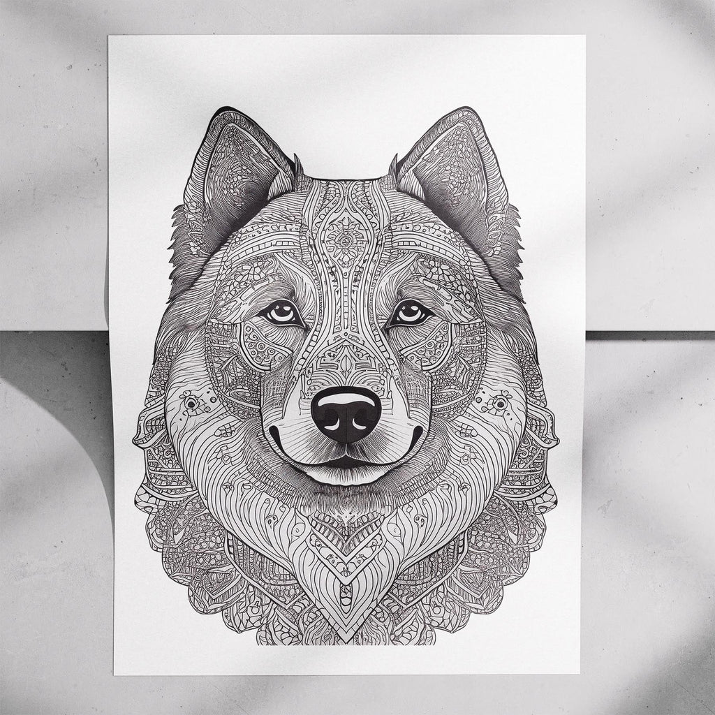 Samoyed Mandala Black and White Dog Series image 7