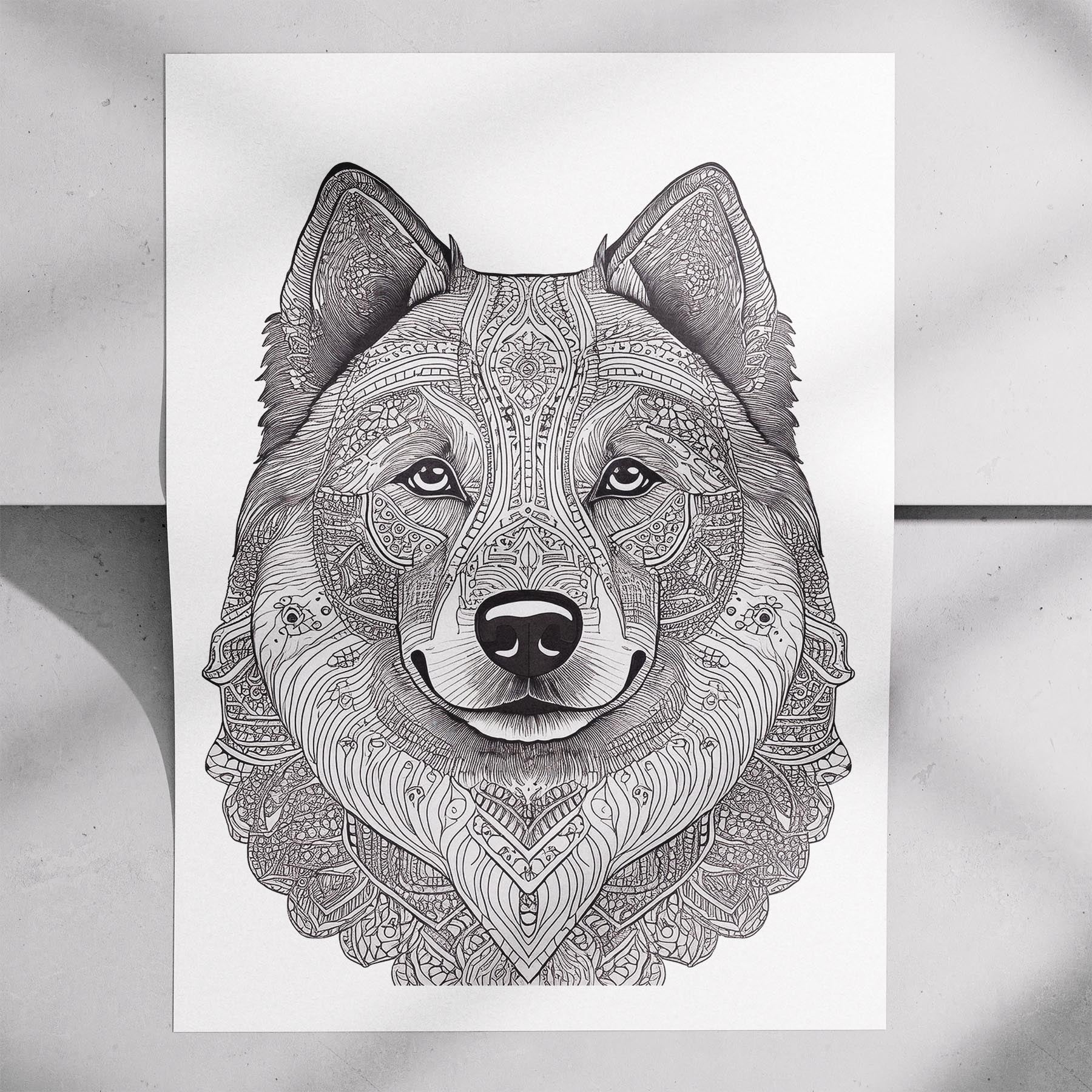 Samoyed Mandala Black and White Dog Series image 7