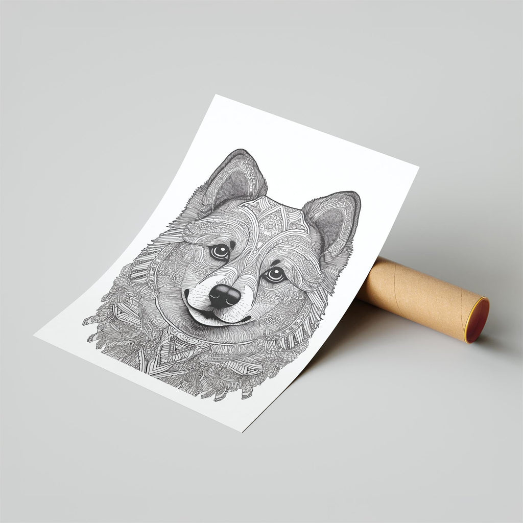 Pomeranian Mandala Black and White Dog Series image 6