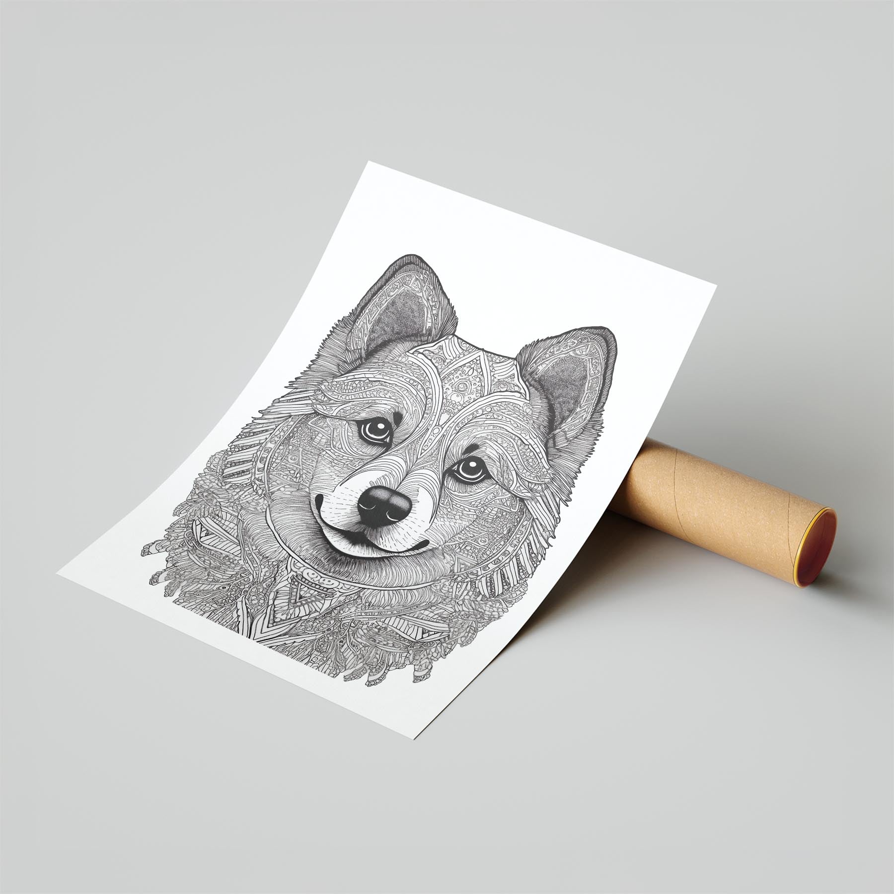 Pomeranian Mandala Black and White Dog Series image 6