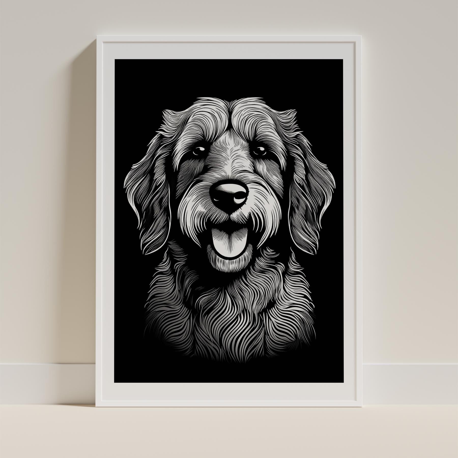 Groodle Line Dog Series in Black and White image 9