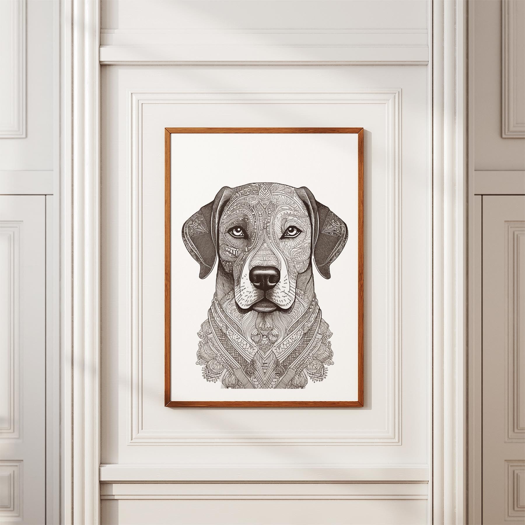 Maremma Mandala Black and White Dog Series image 3