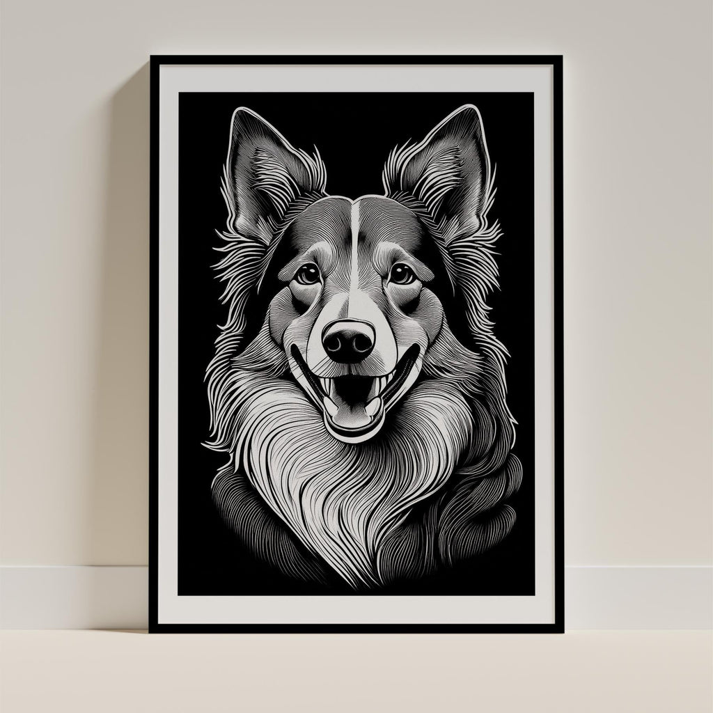 Shetland Sheepdog Line Dog Series in Black and White image 0