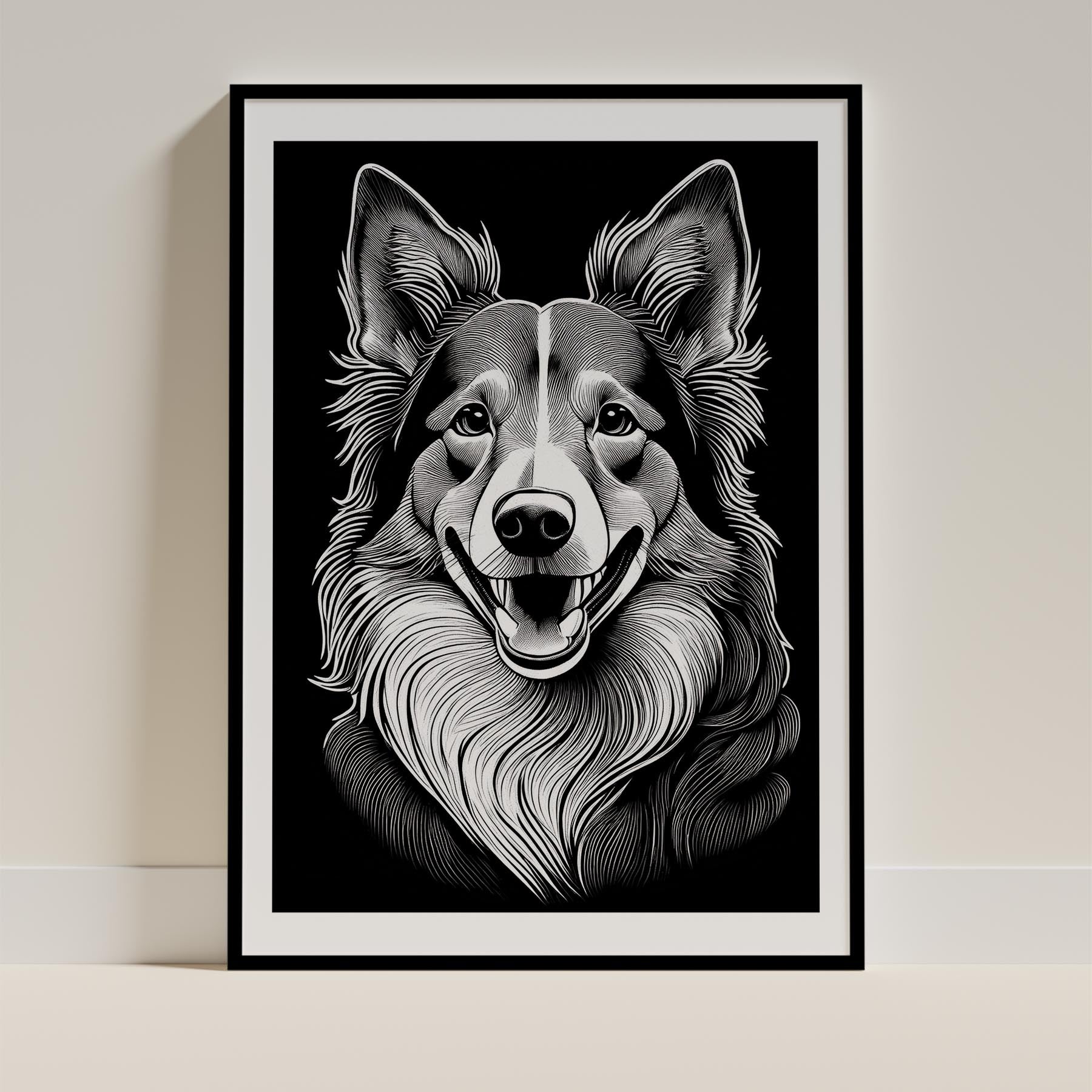 Shetland Sheepdog Line Dog Series in Black and White image 0